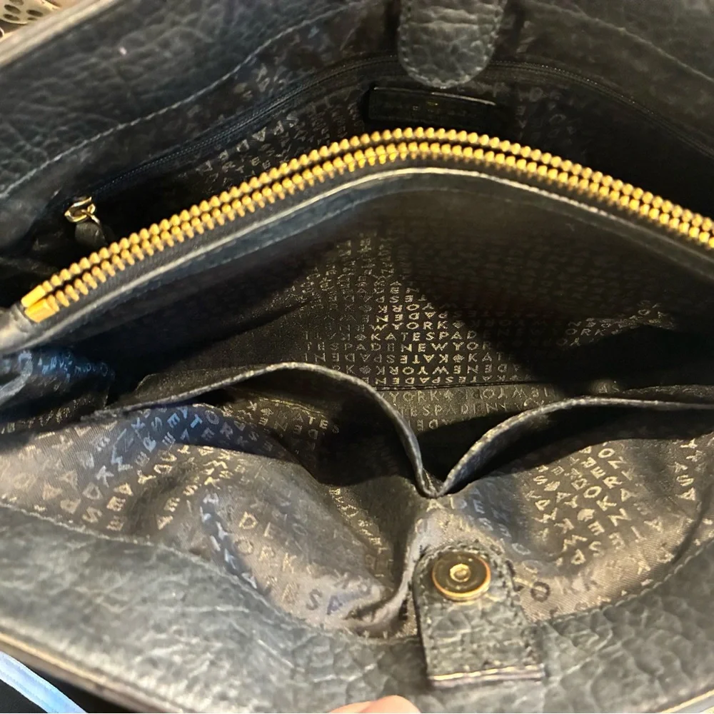 Kate Spade Tote Purse Black with gold accent and lattice detail - Picture 8 of 14